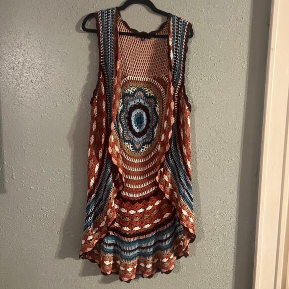 Almost Famous Retro Shawl Wrap Womens 1X Hippie Earth Jewel Tones Flowy Feminine - Picture 2 of 10